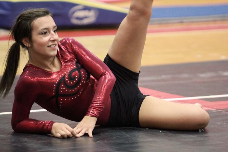 Elizabeth Harms finished 12th in floor exercise at the LHS quad Thursday night.