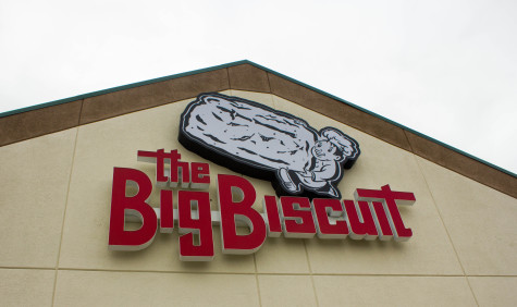 Opening earlier this year, Big Biscuit is just across the street from Free State, attracting many patrons from the school. Menu-proclaimed favorites include eggs benedict, “Jim’s Platter” and trademarked “Big Biscuits.” The eatery is open 6:30 a.m. to 2:30 p.m. (Photo by Mary Brady, The Free Press)