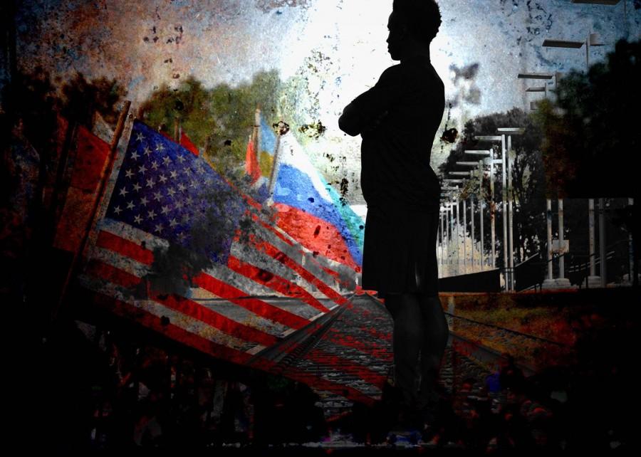 This piece by senior Isabelle Schmidtberger was a finalist in the photography category in the “Kansans...As Talented As You Think!” art competition. “I sent an image that I titled ‘Seeing the Future’ and it features my friend Peter and the American flag,” Schmidtberger said. “It is actually three photographs that I put together to make one image.”
Image courtesy of Isabelle Schmidtberger 
