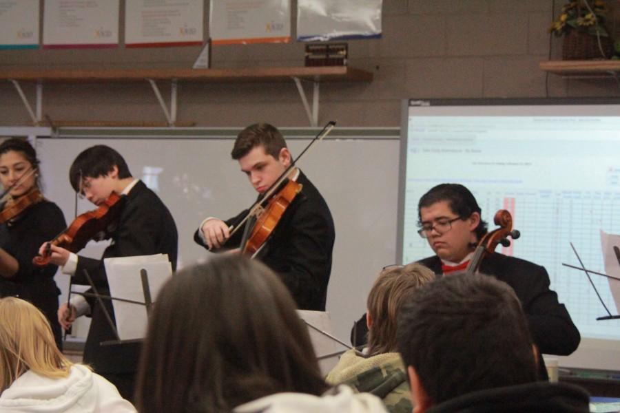 Orchestra players perform at the Serenade your Sweetheart event last year on Friday, Feb. 13, 2015. Photo by Ian Jones