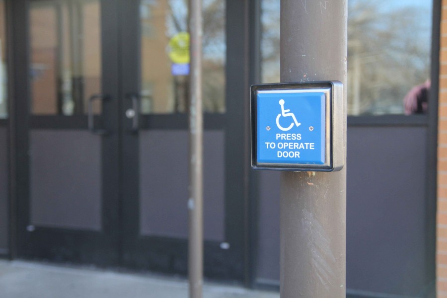 Handicap buttons on the interior and exterior of entrances allow students with physical disabilities to navigate campus. However, some of the buttons have stopped working throughout the year.