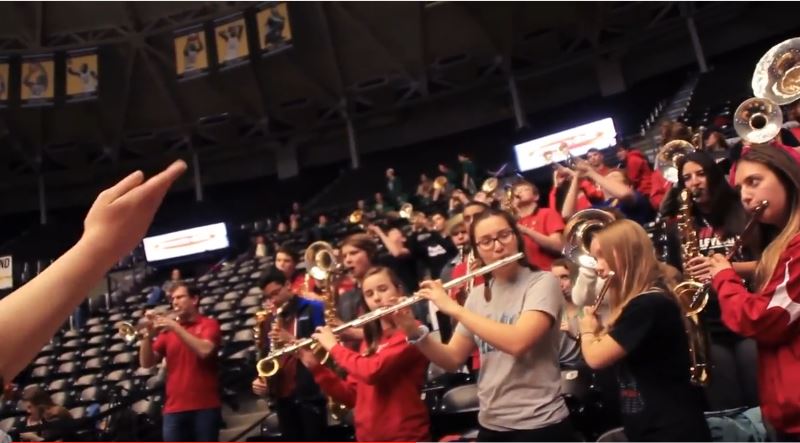 VIDEO: Pep band plays fight song at state semifinal game (GO PRO)