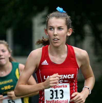 During the Emporia Invitational on 
Sept. 8, senior Evann Seratte focuses ahead. She paced the Lions on the day, finishing 45th overall, as the team took sixth. 
