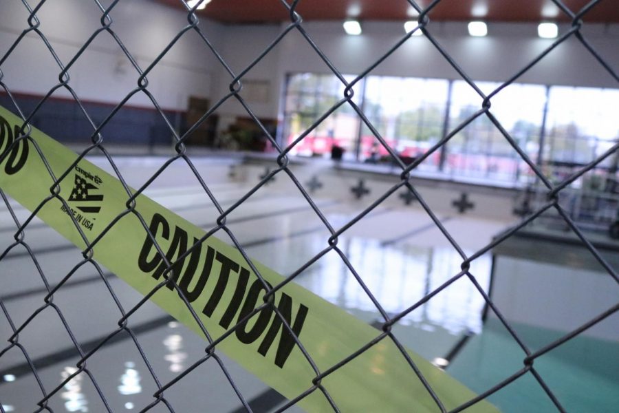Caution tape covers the entrance of Carl Knox pool as it remains closed for storage.
