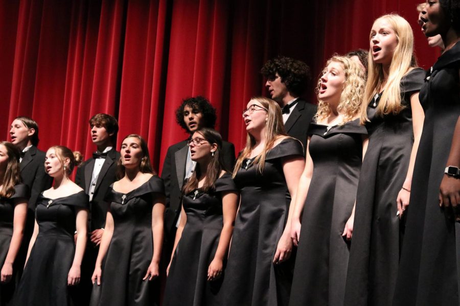 Members of A Capella choir sing during an October concert at Lawrence High. Choir members had planned to travel to Tennessee in March, but their plans were cut short by the pandemic.