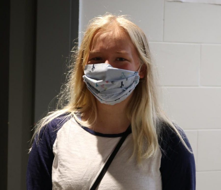 Senior Rose Hicks started sewing her own masks during the stay-at-home order.