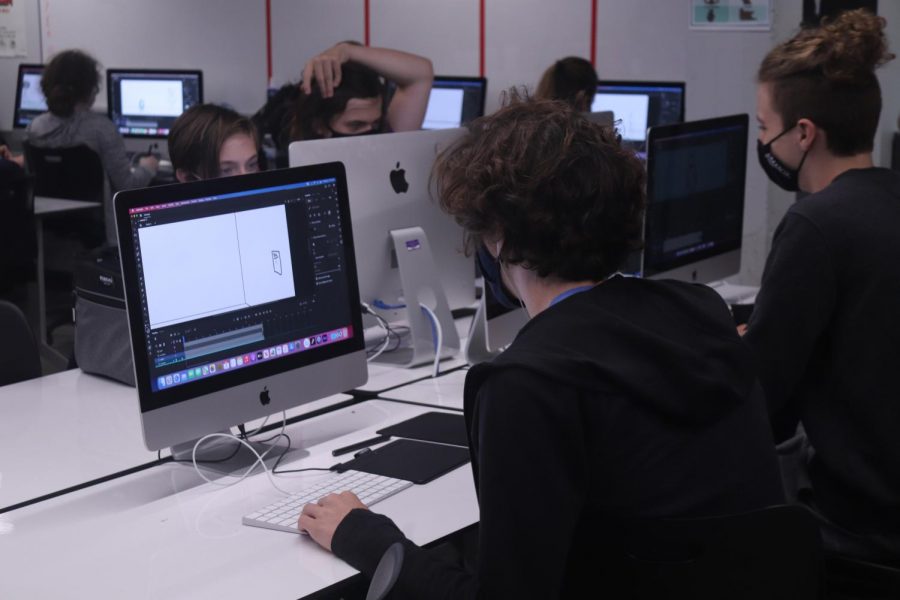 Students work hard learning new animation skills during the first week of a brand new animation course.