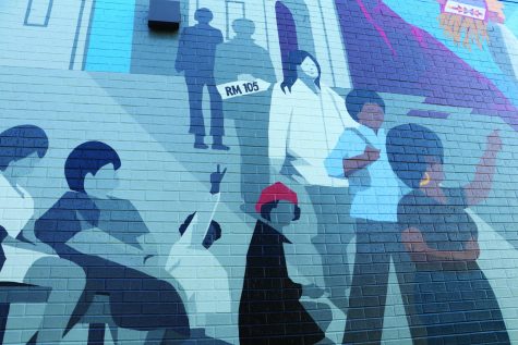 Sit-ins are recorded on the new school mural. In addition to the murals, the stories of civil rights activism are told through display cases recently added inside the remodeled building.