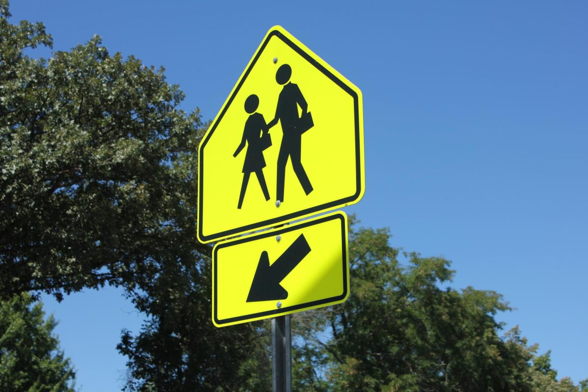 A crossing guard sign near LHS. 