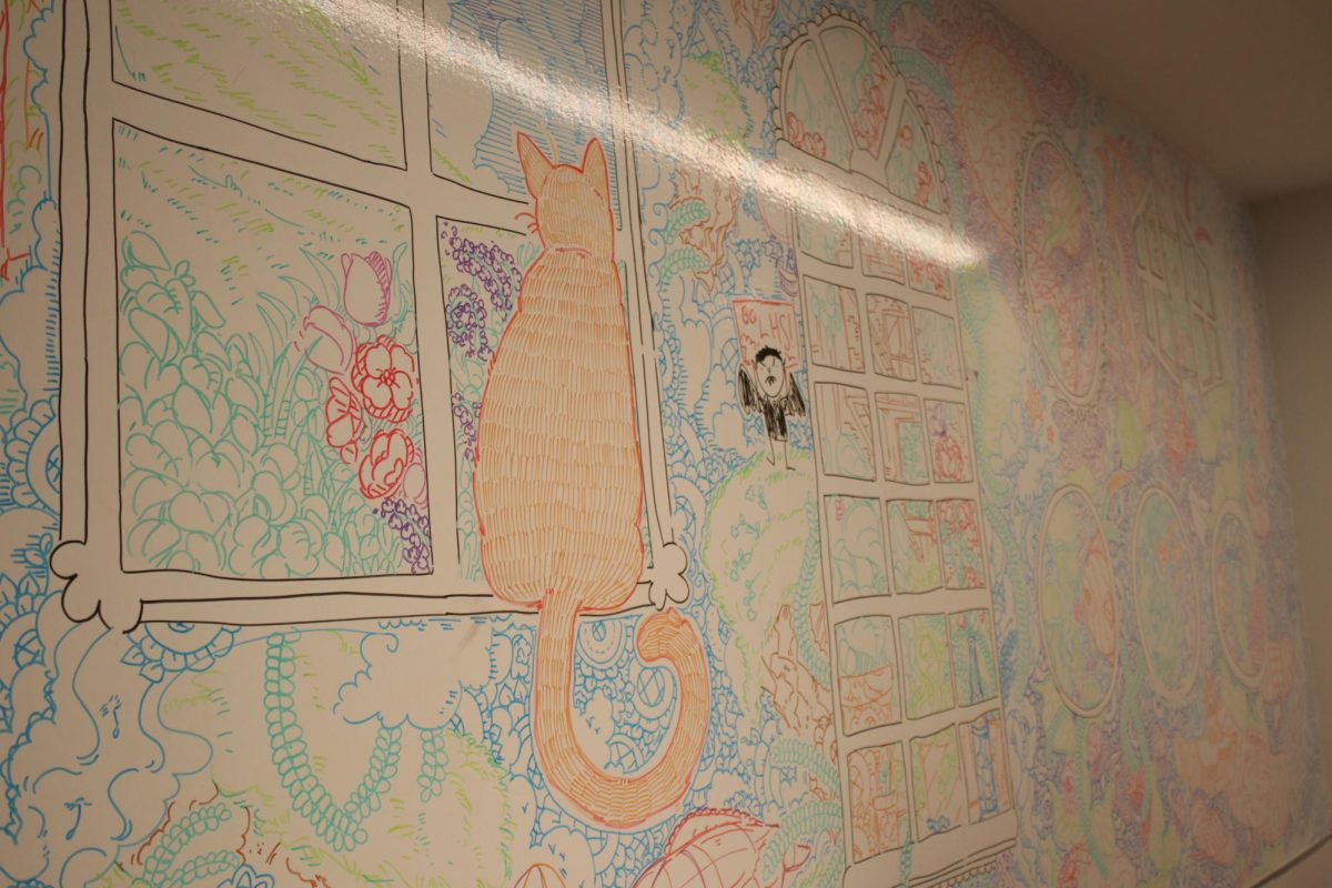Kennedys+drawings+in+a+hallway+near+the+debate+room.+